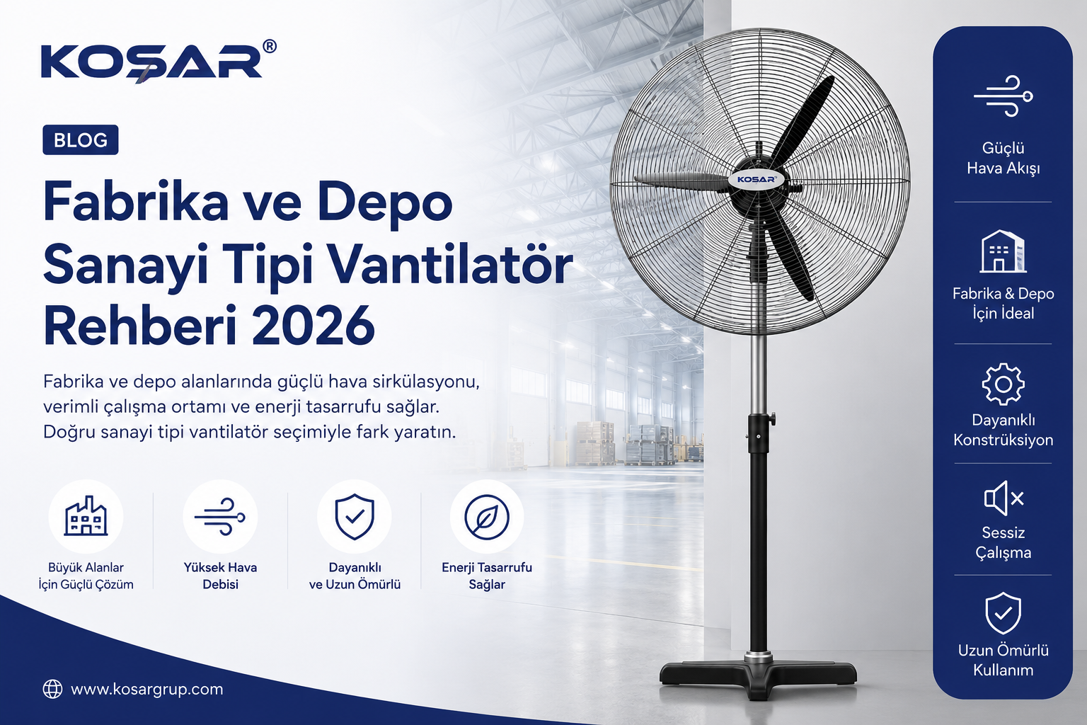 Fabrika ve depo için sanayi tipi vantilatör modelleri
